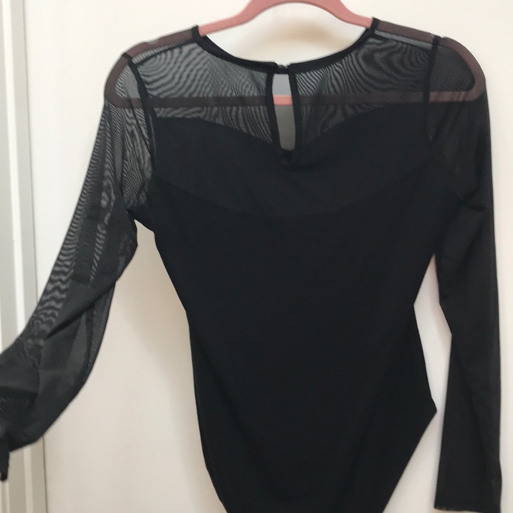 Black Mark brand bodysuit with sheer sleeves S